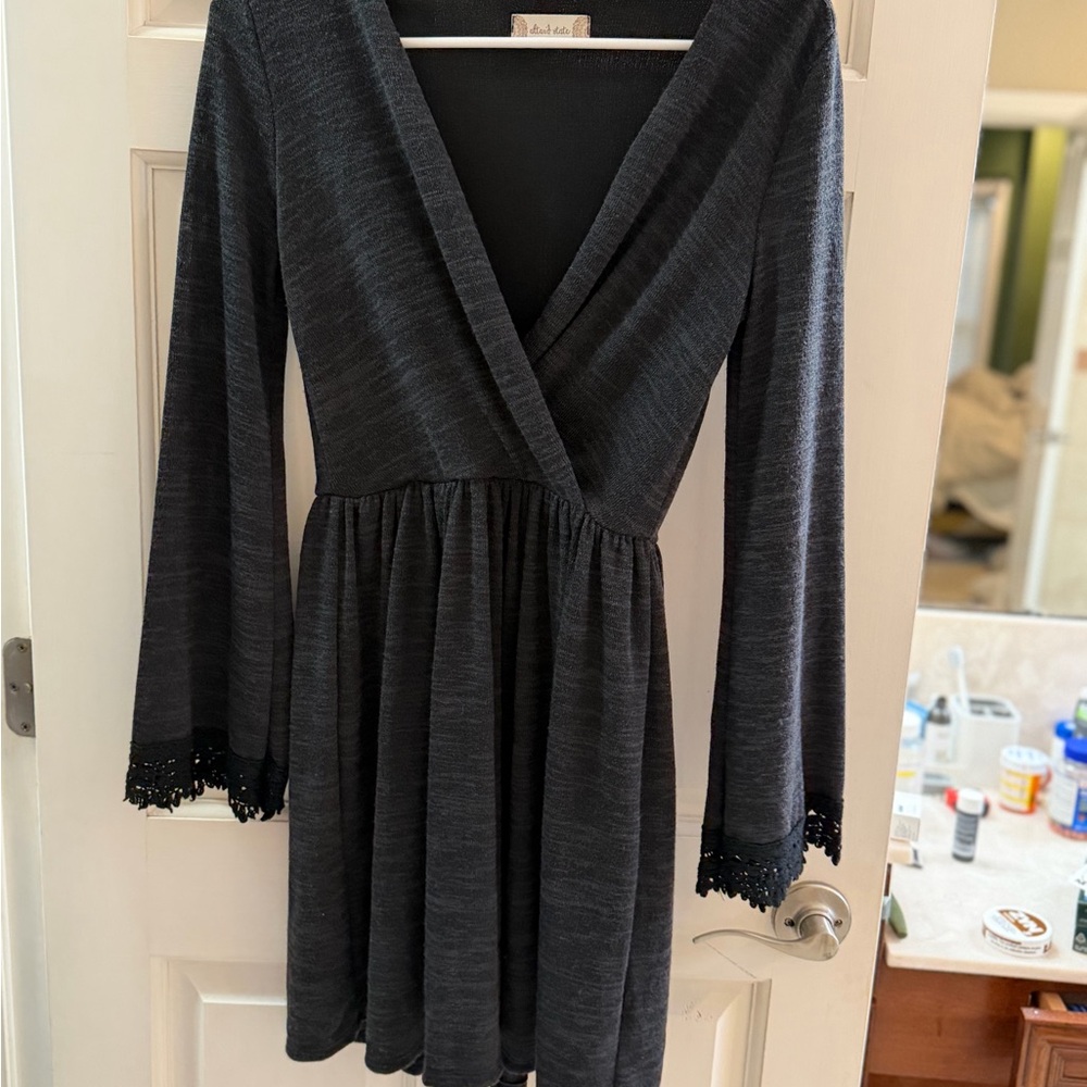 Altar'd State Black Dress with Lace Detail - S